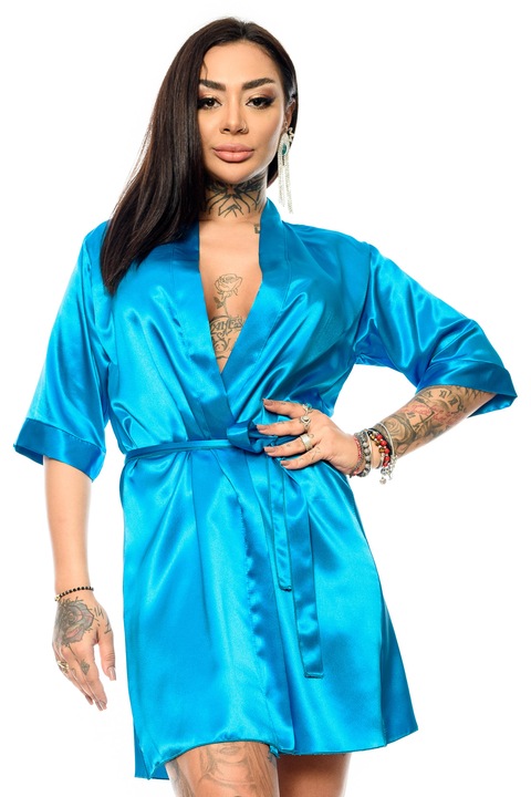 Halat dama, StarFashion, din satin, Turcoaz