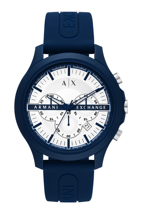ARMANI EXCHANGE, Ceas cronograf cu o curea din silicon, Bleumarin