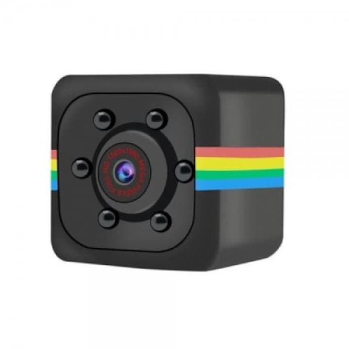 Мини метална камера Q-S712 с фото-видео функция, поддържа 32GB SD памет, AV изход, черна, включена скоба