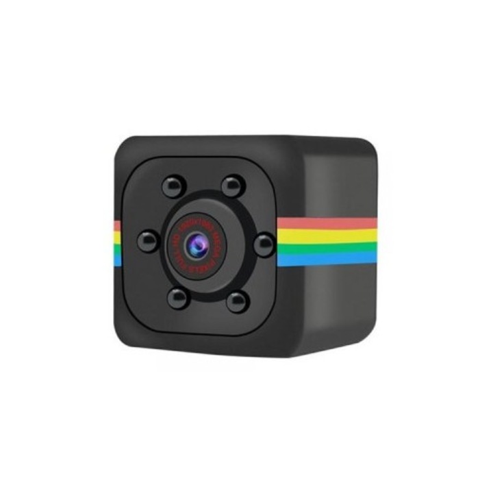 Мини метална камера Q-S712 с фото-видео функция, поддържа 32GB SD памет, AV изход, черна, включена скоба