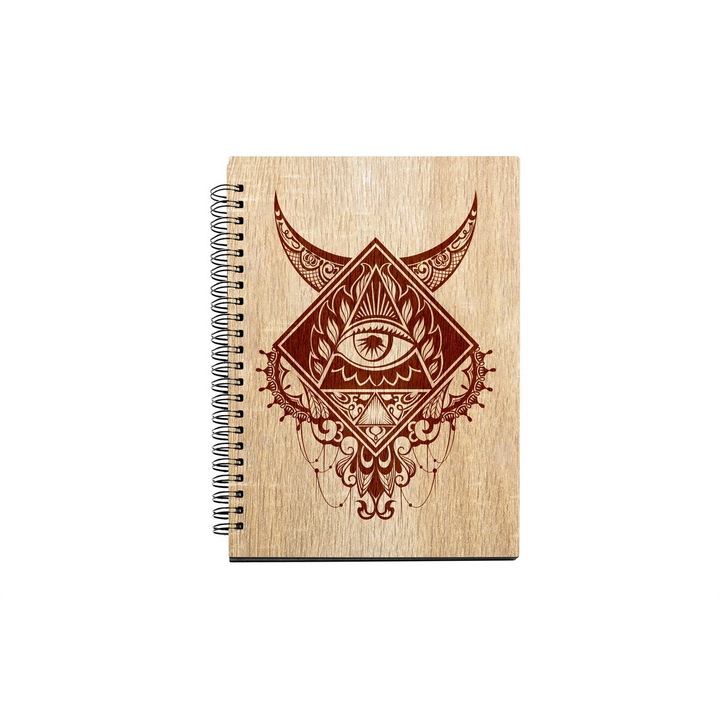 Agenda A5 nedatata cu spirala, MDF, DekoLaser, 15,5 x 21 cm - AG1177C1