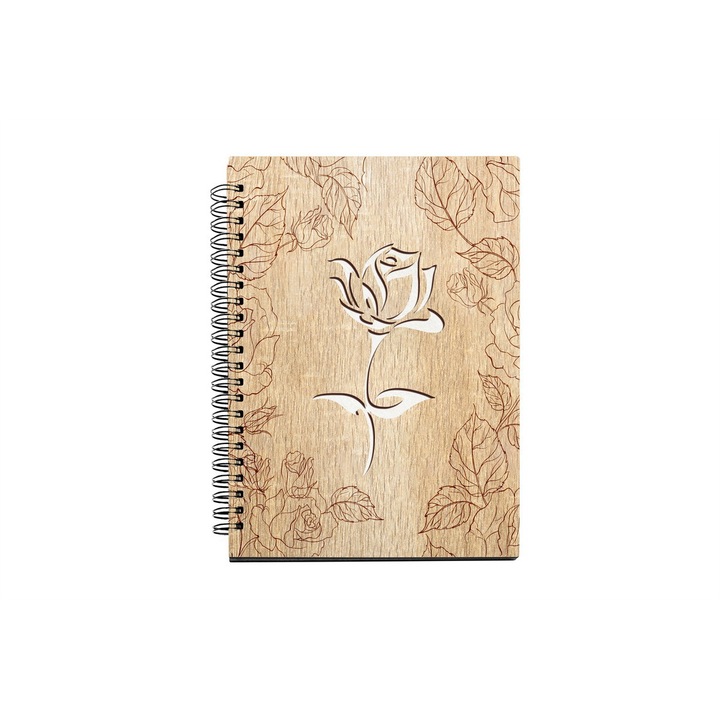 Agenda A5 nedatata cu spirala, MDF, DekoLaser, 15,5 x 21 cm - AG1179C1