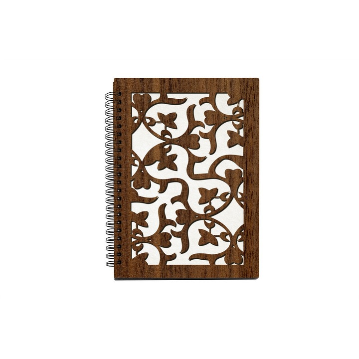 Agenda A5 nedatata cu spirala, MDF, DekoLaser, 15,5 x 21 cm - AG1187C2