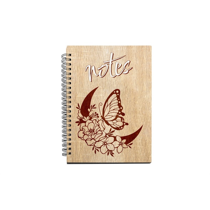 Agenda A5 nedatata cu spirala, MDF, DekoLaser, 15,5 x 21 cm - AG1189C1