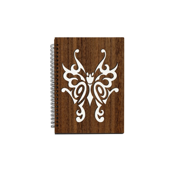 Agenda A5 nedatata cu spirala, MDF, DekoLaser, 15,5 x 21 cm - AG1185C2