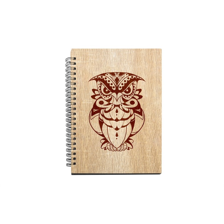 Agenda A5 nedatata cu spirala, MDF, DekoLaser, 15,5 x 21 cm - AG1204C1