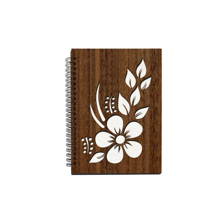 Agenda A5 nedatata cu spirala, MDF, DekoLaser, 15,5 x 21 cm - AG1212C2