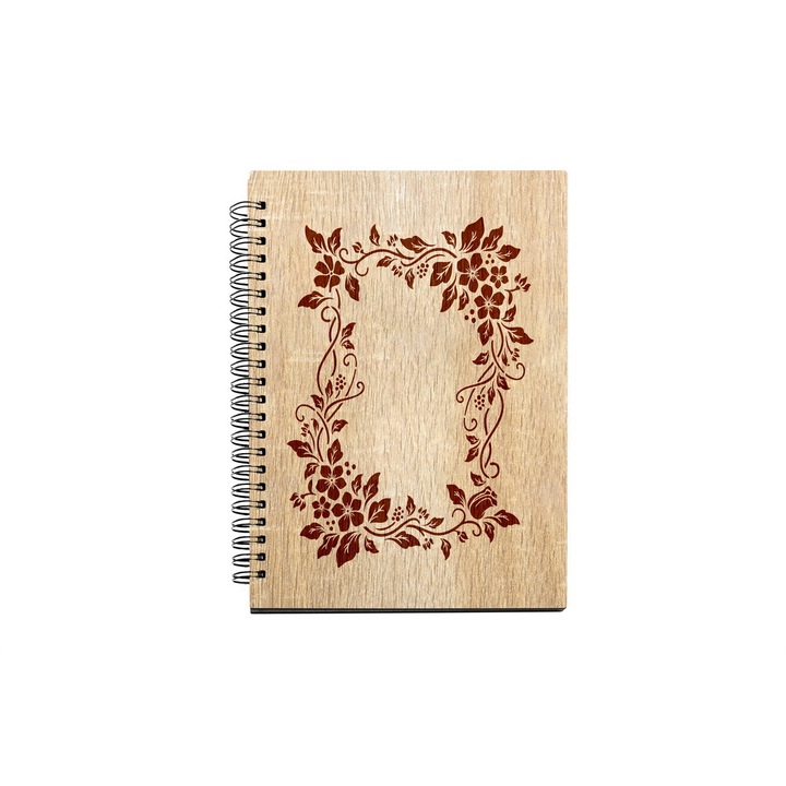 Agenda A5 nedatata cu spirala, MDF, DekoLaser, 15,5 x 21 cm - AG1214C1