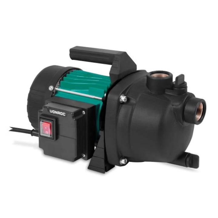 Pompa de gradina VONROC GP525AC, putere 800W, debit 3300 l/h, presiune 4 bar, inaltime de pompare 40m, pompa centrifugala cu auto-amorsare