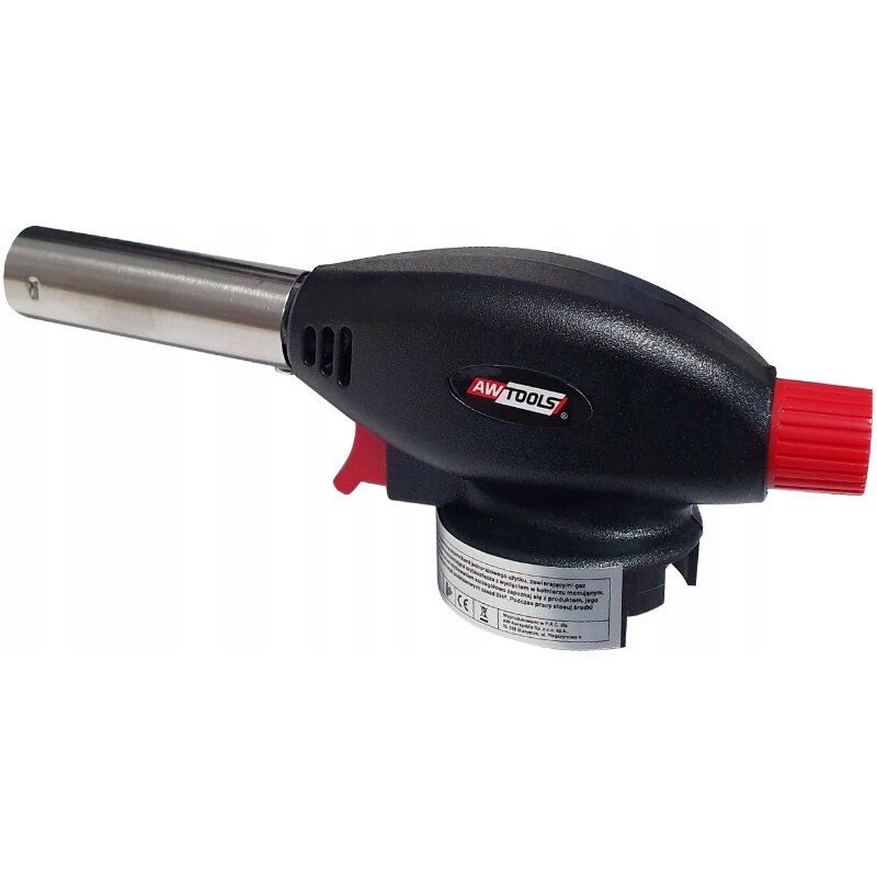 Газова запалка AW TOOLS AW13805, Пиезо запалване, 1.3 kW, Черна/Червена ...