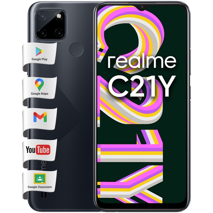 Realme C21Y Mobiltelefon, Dual SIM, 3GB RAM, 32GB, 4G, Cross Black