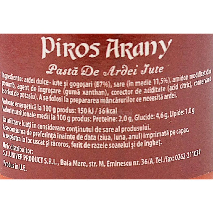 Pasta de Ardei Iute Univer Piros Arany, 200 g