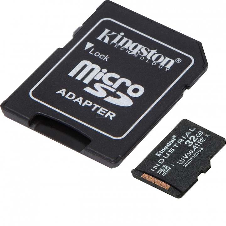 Memóriakártya Kingston MicroSDHC Industrial Temp, 32 GB, UHS-I, Class 10 és adapter