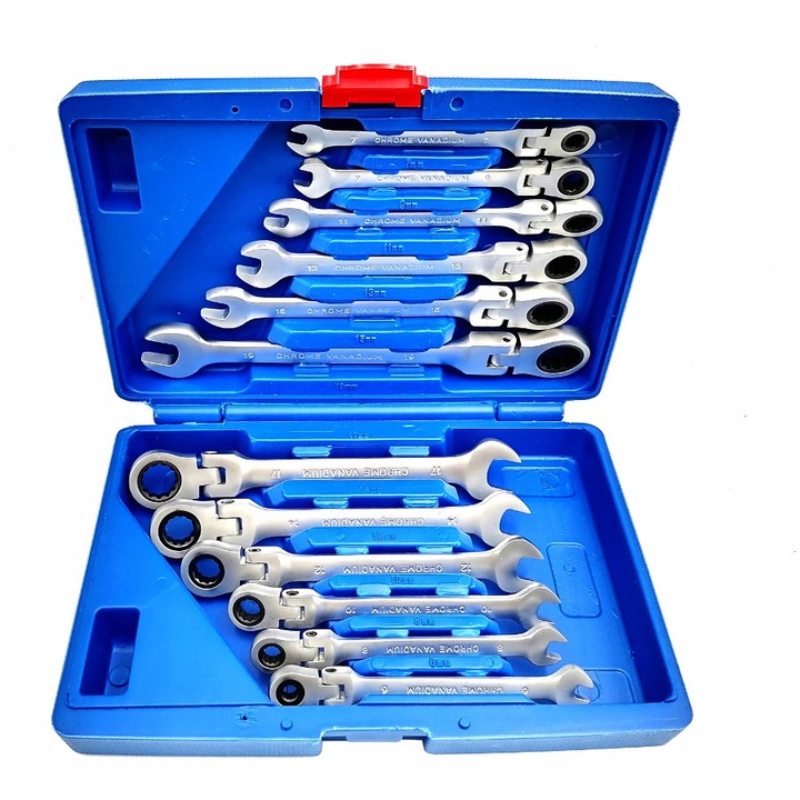 Set chei combinate cu clichet articulate 8-19mm, 12 piese
