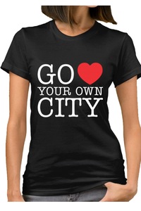 Egyedi női póló "Love Your Own City", fekete, S