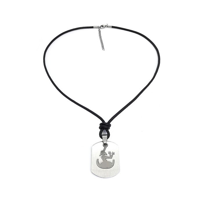 Pandantiv zodia Fecioara cu snur piele cu inchizatoare lobster inox, PersonalStyle, placuta, dog tag