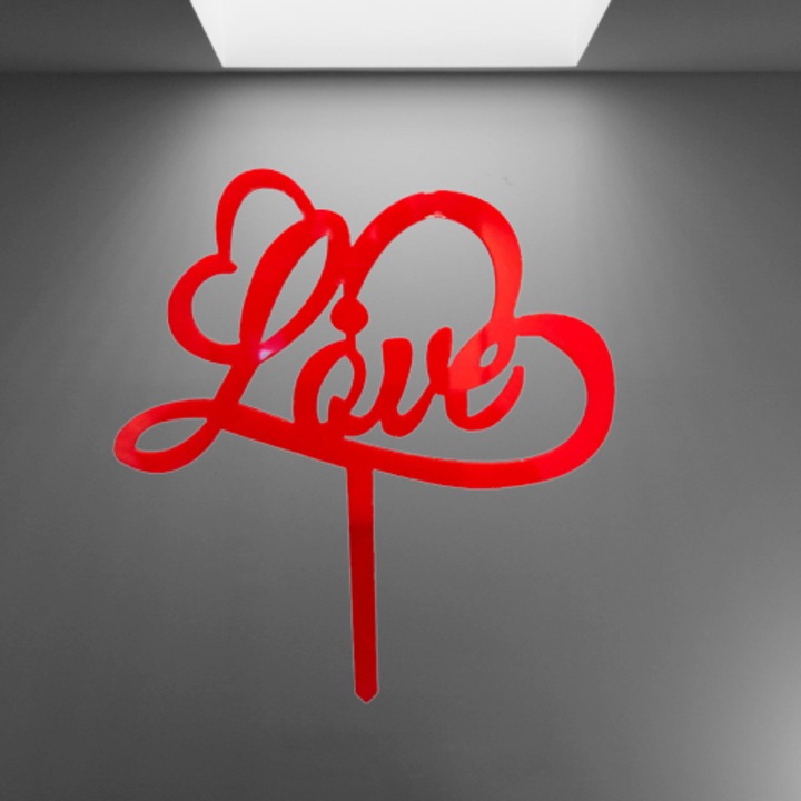 Cake topper Love, model Inimoare, Rosu