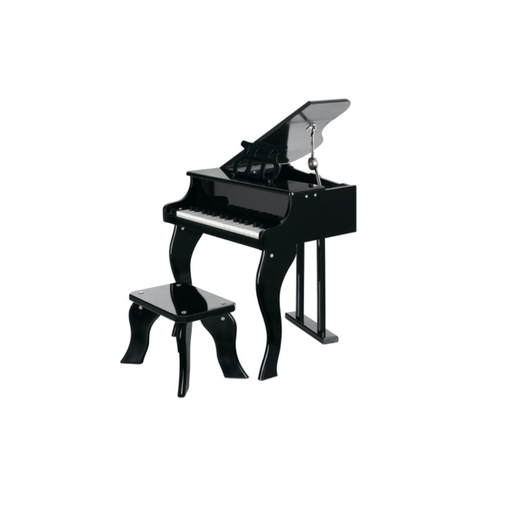 Пиано, 30 клавиша, клавиатура с чук, за деца, черно
