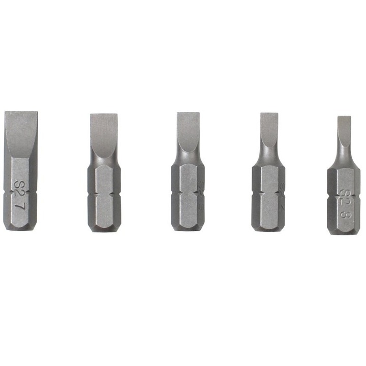 Set 5 biti 1/4" Extol Premium, cu capatul plat, 3-4-5-6-7x25mm