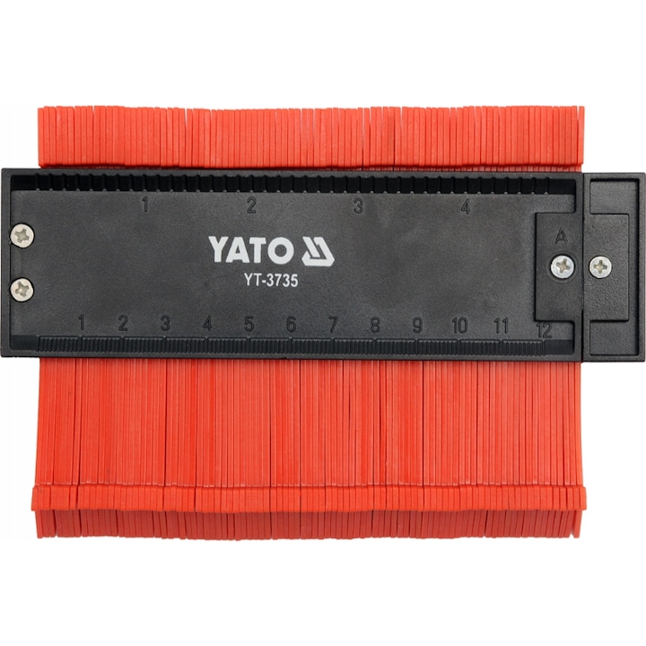 Sablon pentru masurat profile Yato YT-3736, Plastic, Magneti, 125 mm, Negru/Rosu