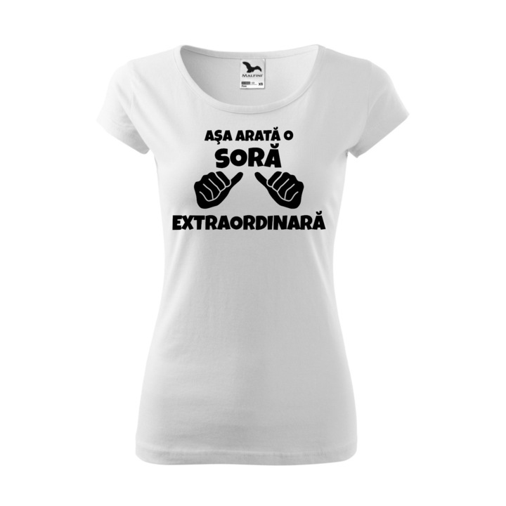 Tricou Dama, Personalizat "Asa arata o sora extraordinara", Alb, Marime XXL