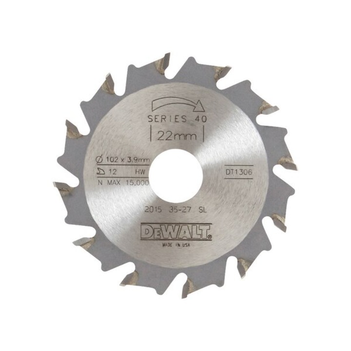 Panza fierastrau circular Dewalt EXTREME WORKSHOP, 102x22x3.9mm, 12 dinti