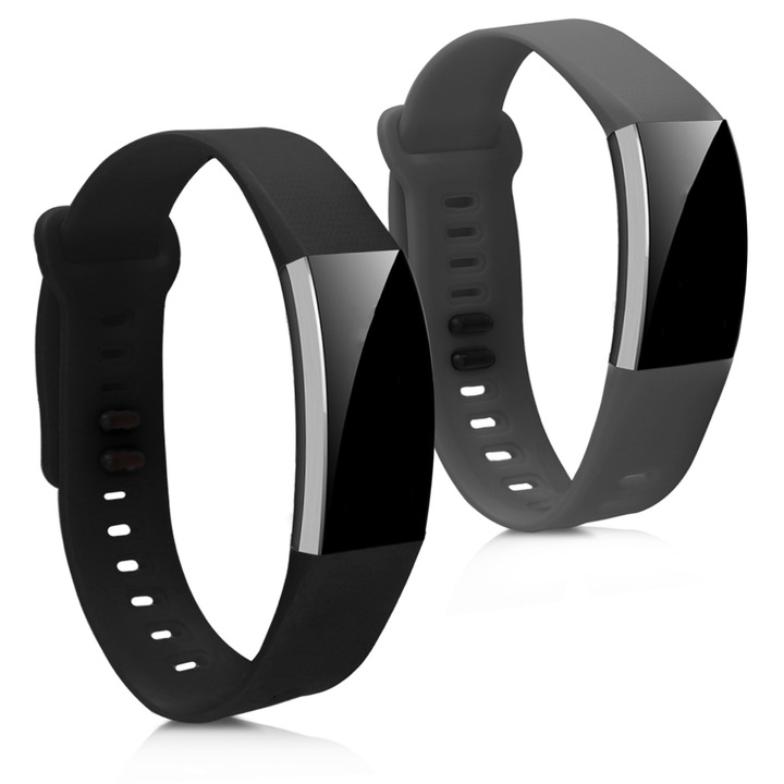 2 db pánt készlet Huawei Band 2 / Band 2 Pro készülékhez, kwmobile, szilikon, fekete/szürke, 43318.22