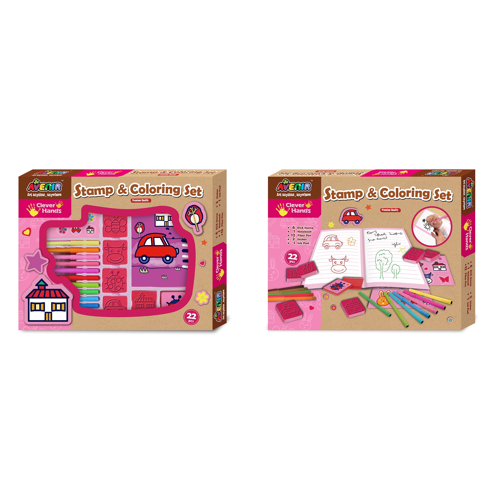 Set de colorat Momki cu stampile si carioci