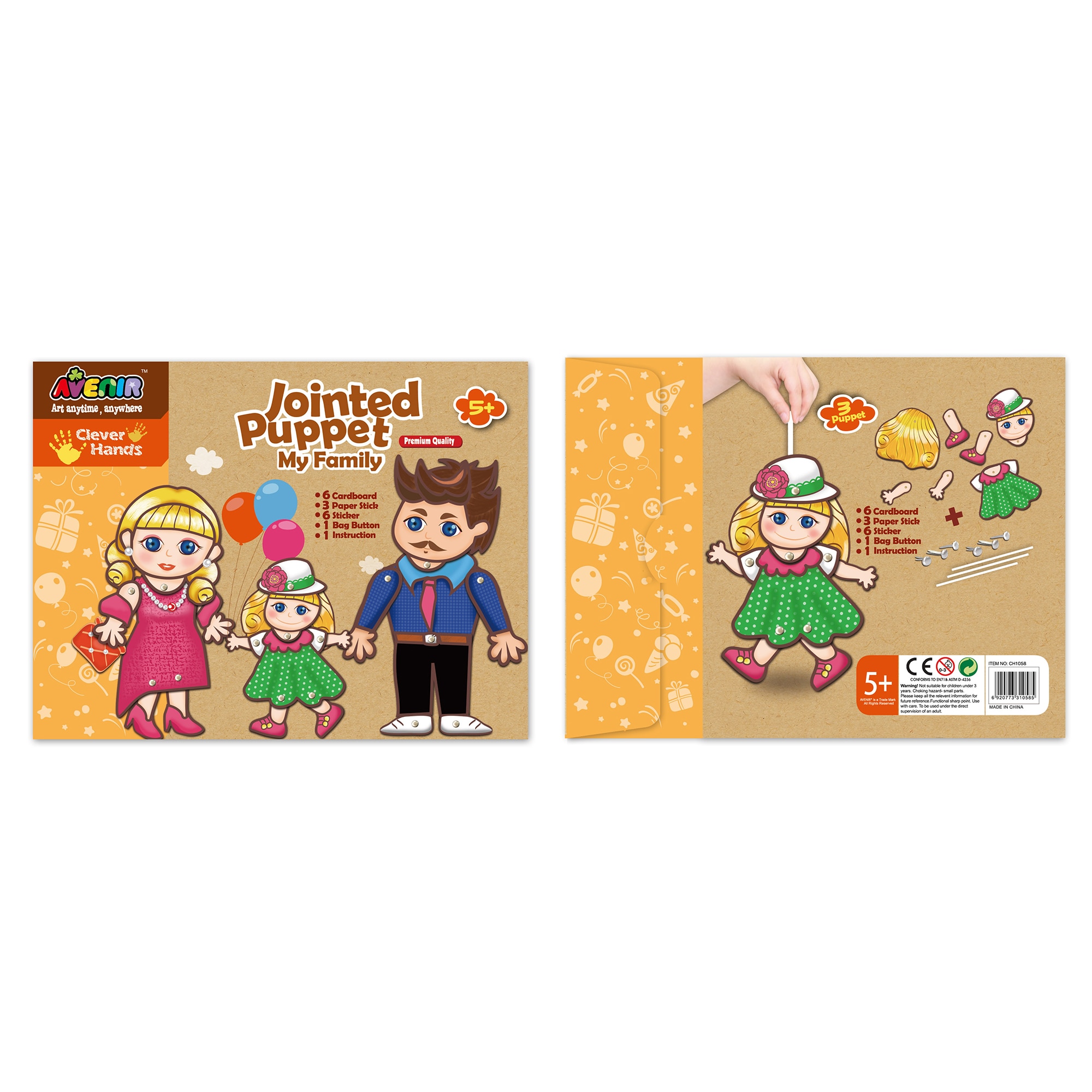 Set de artizanat Momki, Papusa cu articulatii, Familia mea