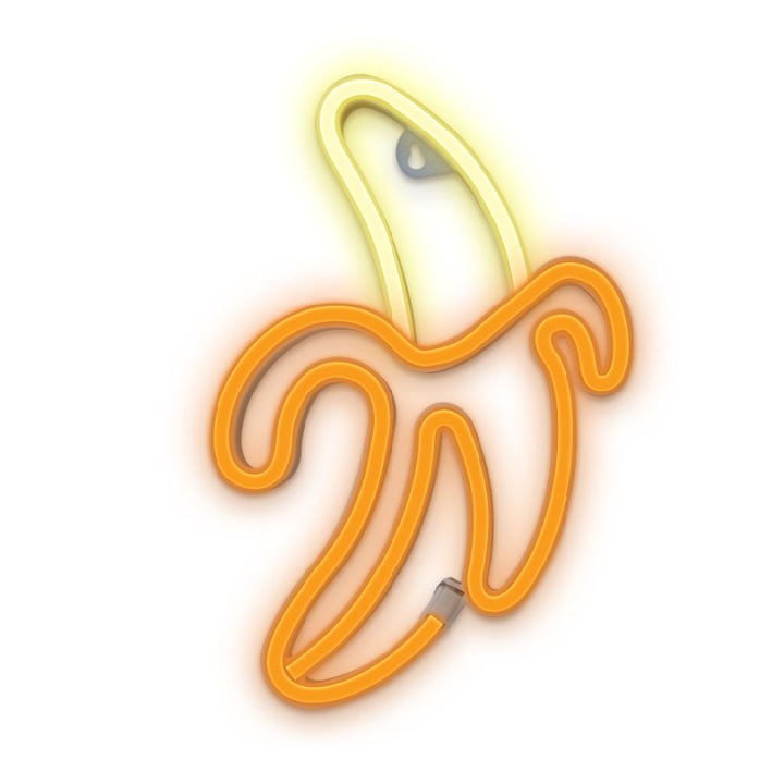 Neon decorativ LED Forever Light FLNE10, model BANANA, Baterii si USB, Galben/Portocaliu