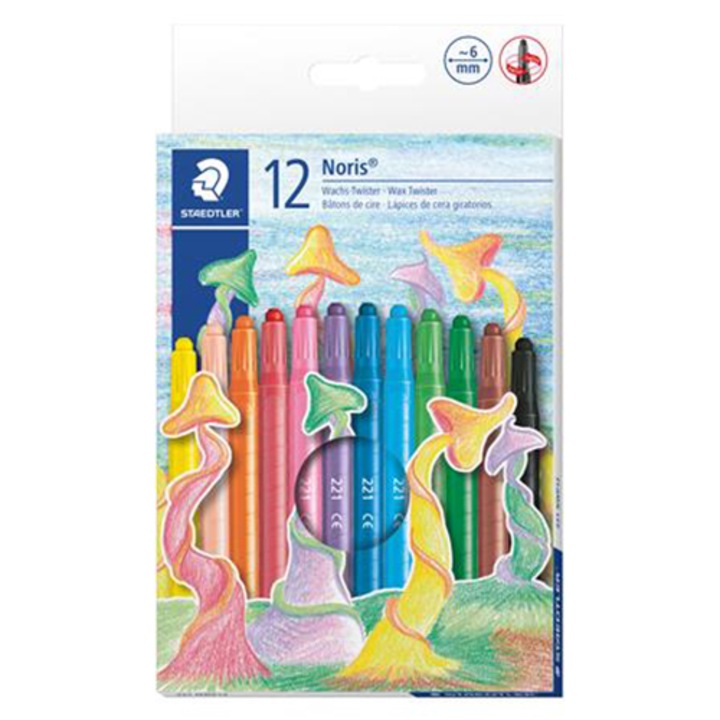 STAEDTLER Zsírkréta, csavarós, Noris 221, 12 különböző szín