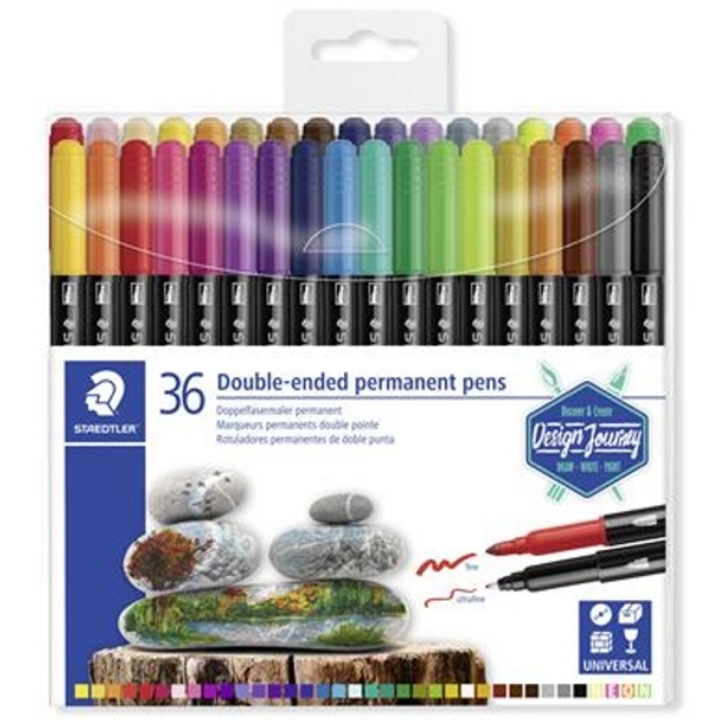Комплект от 36 алкохолни маркера, STAEDTLER, двустранни, 0,5/3,0 мм, многоцветни
