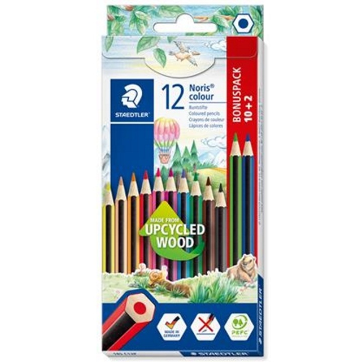 Комплект 12 цветни молива STAEDTLER, Noris Color, 185, Многоцветен