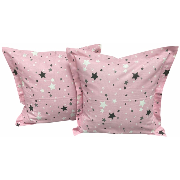 Set doua huse de perna roz 70X70cm din colectia "Constelatie roz" din bumbac 100%, by Liz Line - SP70/70135