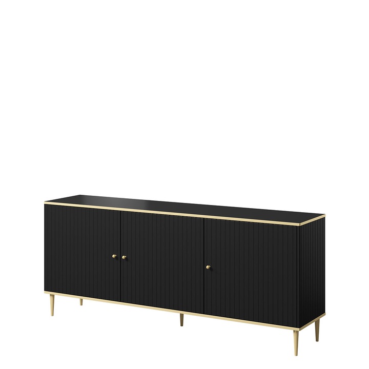 Comoda Ulfeni, MIRJAN24, negru / auriu, 180x76x40 cm