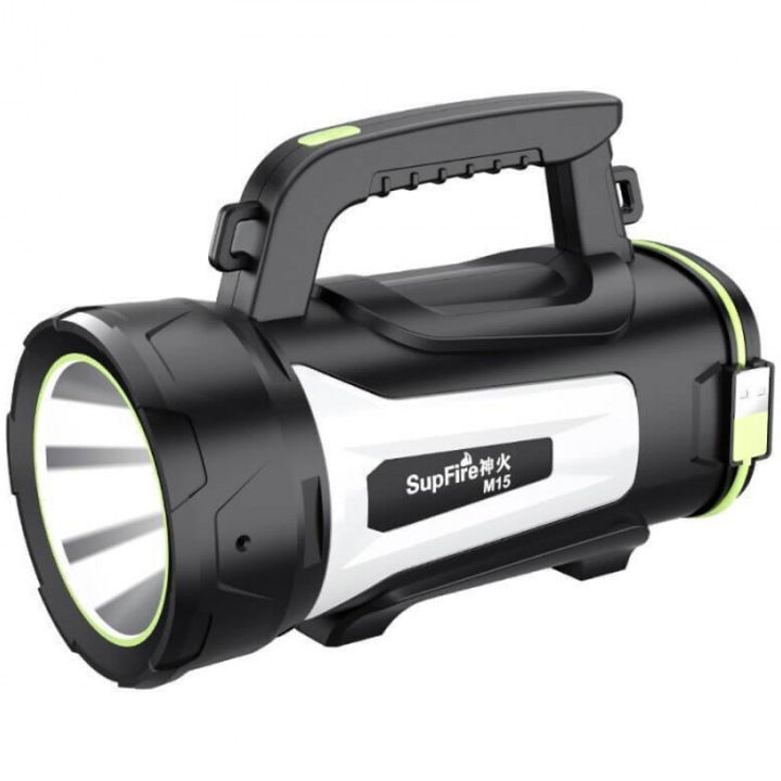 LED фенер Superfire M15, С функция PowerBank, 550 лумена, Зареждане USB, Акумулатор 6000 mAh, Червена светлина