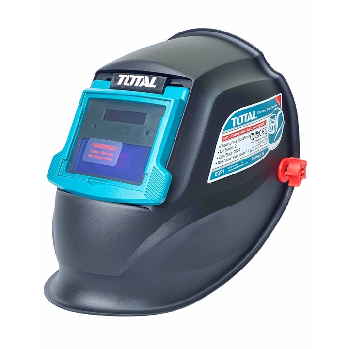 Маска за заваряване TOTAL, UV/IR DIN16, 90 х 35 мм, Автоматично затъмняване, Черна