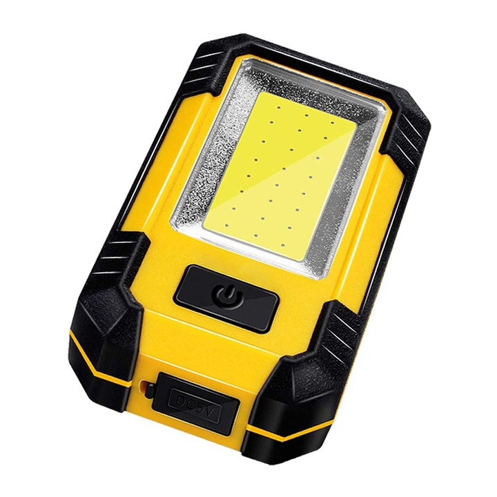 Proiector LED portabil reincarcabil, YWX, ABS/Cauciuc, Electromagnetica, LED, 30 W,18560mah, 1200lm, Galben