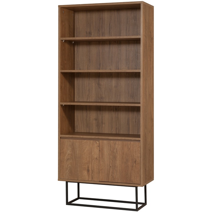 Biblioteca Kalune Design Merlin, PAL, 80x36x182cm, Nuc Negru