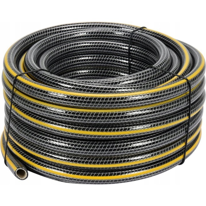 Furtun de gradina cu 5 straturi 1/2", 15m, Negru/Galben