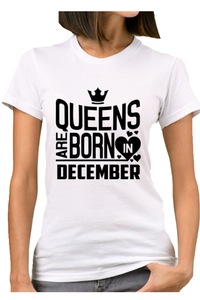 Egyedi női póló "Queens Are Born In December", fehér , L