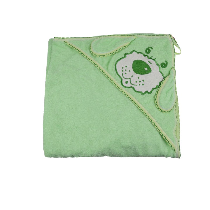 Prosop de baie cu gluga pentru bebelusi 100 x 100 cm Terjan 382446-V, Verde 100 x 100 cm