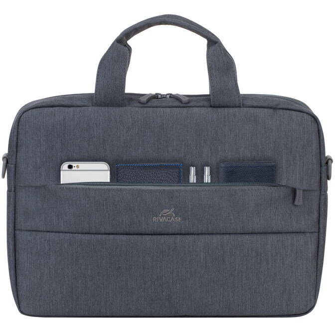 Geanta antifurt pentru laptop, RivaCase, 14", Gri inchis