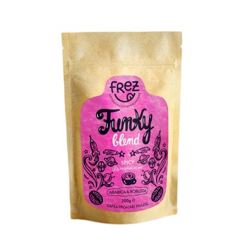 Cafea boabe, proaspat prajita, Funky Blend, Frez, 200g Cafea boabe, proaspat prajita, Funky Blend, Frez, 200g