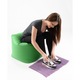 Fotoliu (Mic) Taburet Cub XL - Black-Top Orange (piele eco) umplut cu perle polistiren (beanbag marca Pufrelax) Fabricat in Romania