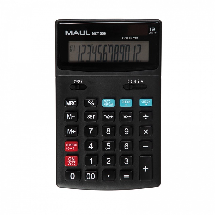 Калкулатор MAUL MCT500, Настолен, Черен, 12 разряда, CHECK