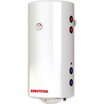 Boiler termoelectric Sunsystem MB NL2 120 PRL, cu doua serpentine, 120 litri, putere serpentina 9 kw, putere electrica 3 KW, serpentine pe partea dreapta, reglaj extern al temperaturii, izolatie termica