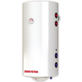Boiler termoelectric Sunsystem BB NL2 150 PRL 3KW, cu doua serpentine, 150 litri, putere serpentina 15 kw, putere electrica 3 KW, serpentine pe partea dreapta, reglaj extern al temperaturii, izolatie termica