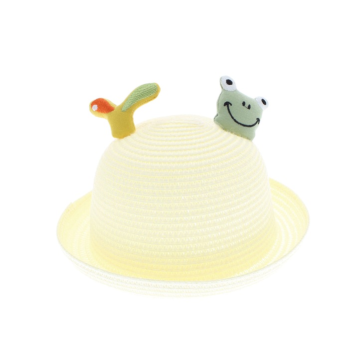 Palarie de soare, pentru copii, ButicCochet, din paie de hartie, 50 cm, cu pestisor, Crem - PAL726