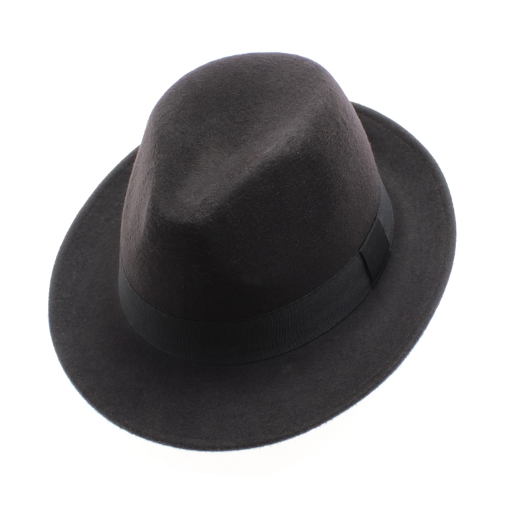 Мъжка шапка, изработена от 100% вълна, кафява с текстилна лента, Dasteli